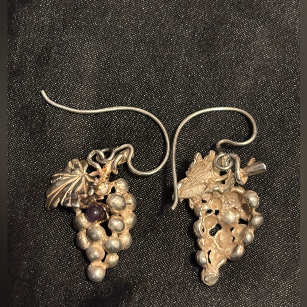 Elegant Silver Grape Cluster Earrings